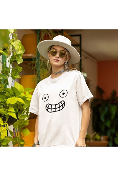 ArtYus Unisex Bărbați/Femei Smiley Face Colorat cu imprimeu supradimensionat bumbac 100% bucăți tricou