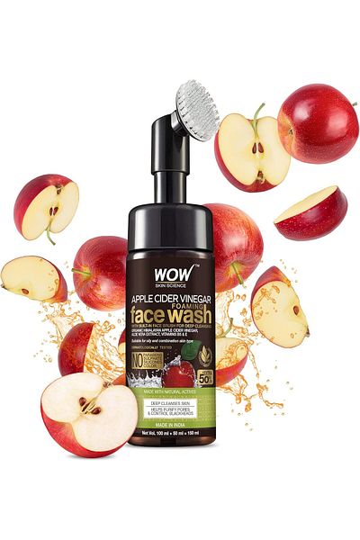 WOW Skin Science غسول الوجه الرغوي بخل التفاح من واو سكين ساينس مع فرشاة 150 مل