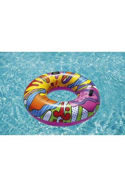 BaoBao Baobao inflatable ring 90 cm with handles, colorful design, suitable for children and adults