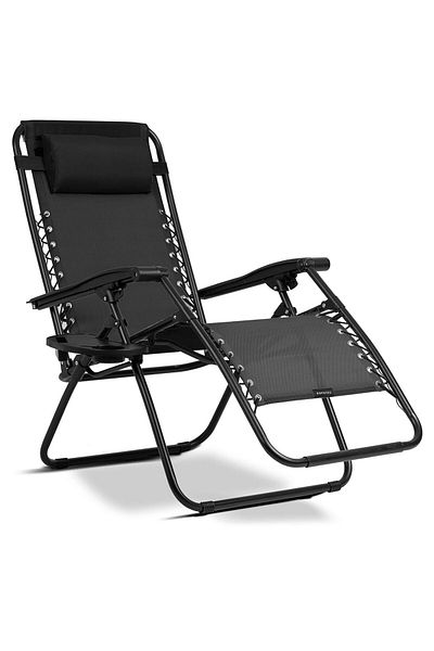 shumee Sofotel ChillWell folding garden lounger with cushion, black