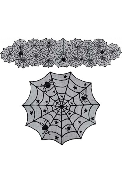 TSLBW Set de 2 fețe de masă Halloween TSLBW, poliester, negru/gri, 102 cm / 4...