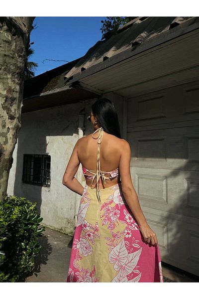 Rabury Butik Embroidered Back Detail Linen Dress
