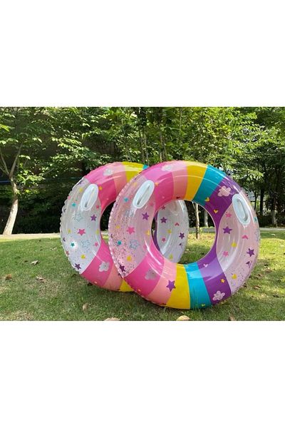 BaoBao Baobao inflatable ring 90 cm with glitter and star design, children 8+, side handles