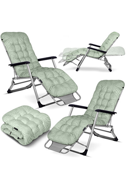 shumee Șezlong pliabil de grădină cu pernă Sofotel ChillWell set de 2 verde d...