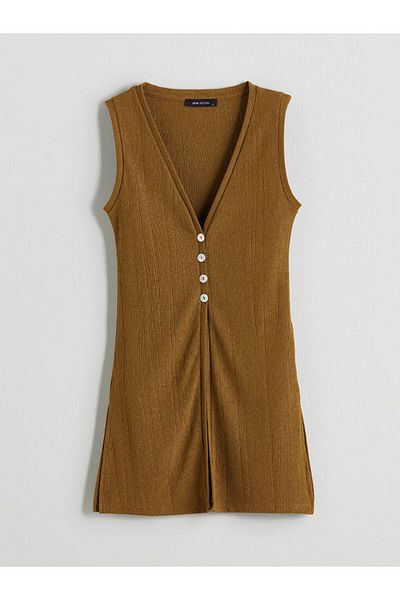 LC Waikiki New Season V-Neck Textured Women's Vest - S5Qj35Z8