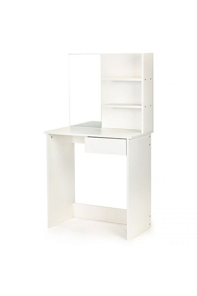 SERSIMO Masa de toaleta cu oglinda, rafturi si sertar, 75x40x136 cm, alb