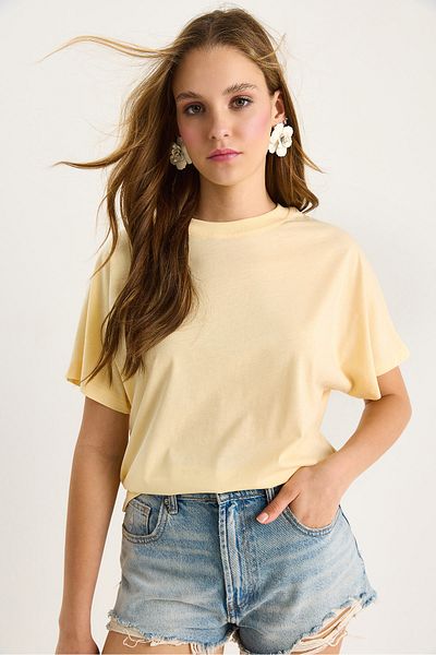 Bianco Lucci Women's Organic Cotton Regular Fit Crew Neck Basic Short Sleeve T-Shirt 60602048
