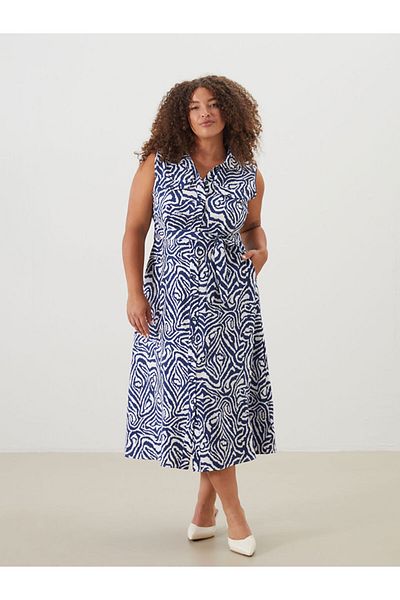 LC Waikiki Blue Regular Fit Patterned Shirt Dress