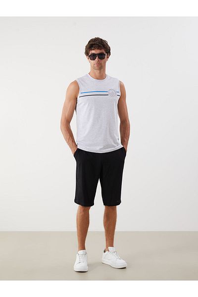 LC Waikiki Beige Crew Neck Printed Men's Sleeveless T-Shirt