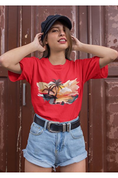 ArtYus Unisex Bărbați/Femei Palmieri Apus de soare cu imprimeu Colorat cu imp...