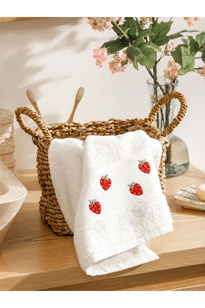 LC Waikiki Ecru Embroidered Cotton Face Towel 50X80 cm