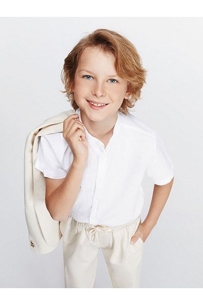 LC Waikiki Buxe White Judge Collar Boy's Shirt