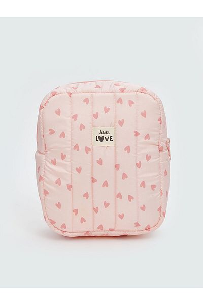 LC Waikiki Pink Heart Patterned Baby Girl Backpack