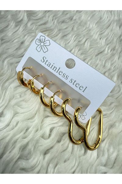BY YASİN TOPÇU Set of 6 Mix Hoop Earrings (Stainless Steel)