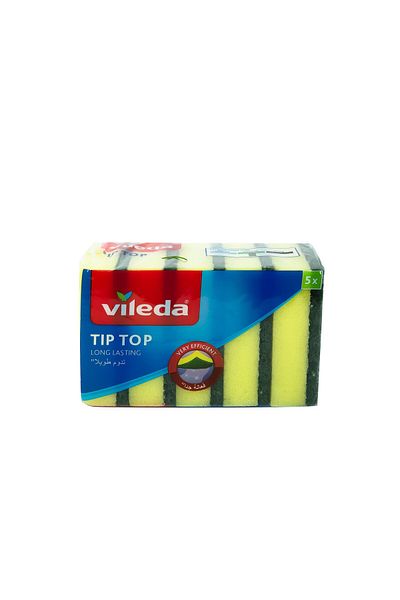 Vileda Tip Top Dish Washing Medium Foam Sponge Scourer 5 pcs