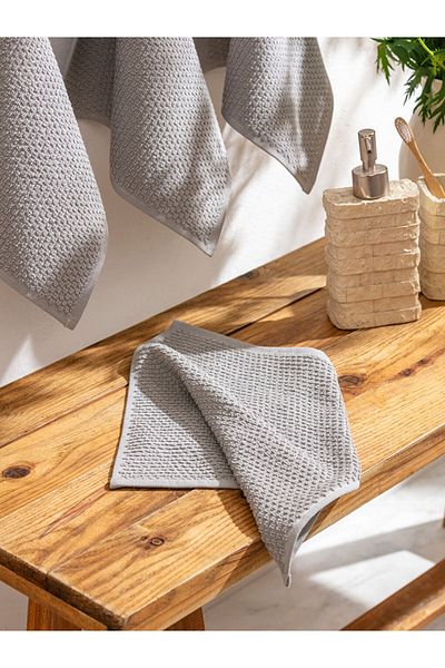 LC Waikiki Gray Cotton Hand Towel 4 Pcs 30X30 cm