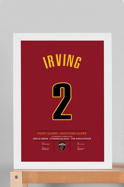 Saturn Kyrie Irving Jersey Framed Painting - Nba Cleveland Cavaliers Jersey