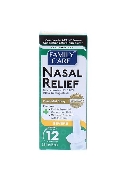 Family Care Nasal Spray, Family Care, Nasal Relief, with HCL 0.05, Relieves Nasal Membrane Congestion, 15ml