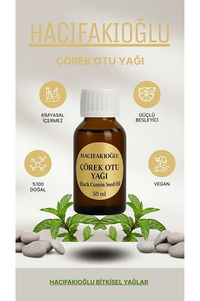 HACIFAKIOĞLU Black Cumin Oil Cold Pressed 100% Pure and Natural 50 ml