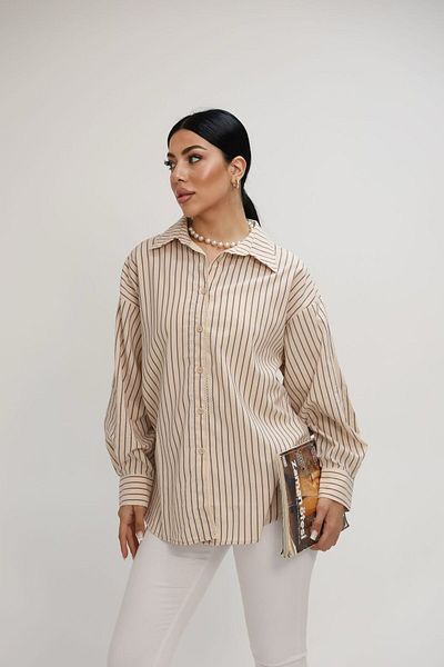 Koza Butik Women's Lace Stripe Detailed Oversize Shirt 1900-25