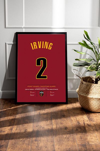 Saturn Kyrie Irving Jersey Framed Painting - Nba Cleveland Cavaliers Jersey