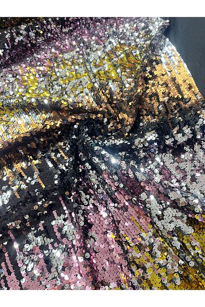 Kumaş sever Multi-Colored Double-Sided Sequin Fabric Double Width Meter Evening Dress, Skirt, Dress, Blouse, Jacket, Night Clothes