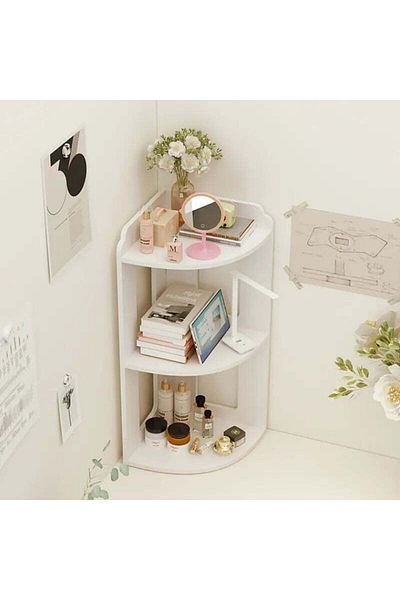 divendi-ro Corner Office Shelf, 2 Shelves, Compact, PVC, 60x24x24cm, White