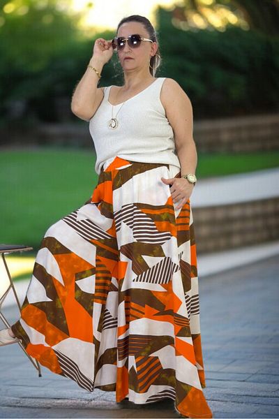 yagmurberen High Waist Elastic Pocketed Asymmetric Leg Summer Cotton Viscose Pants Skirt