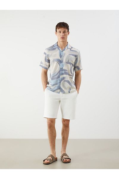 LC Waikiki Green Regular Fit Short Sleeve Patterned Men's Shirt