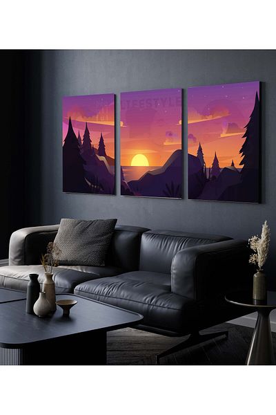 Hagen Pictură de perete Cadru Aspect Pictură Bucătărie Pictură din 3 piese Pictură Modernă Pictură Boemă Calitate Premium