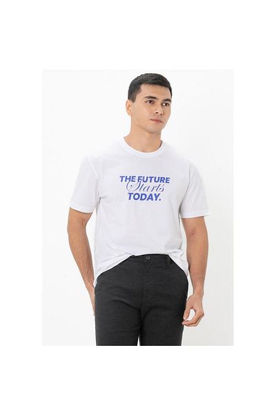 Giordano Men's Slim Fit Print Tee - Cotton Jersey, Crew Neck, Short Sleeve