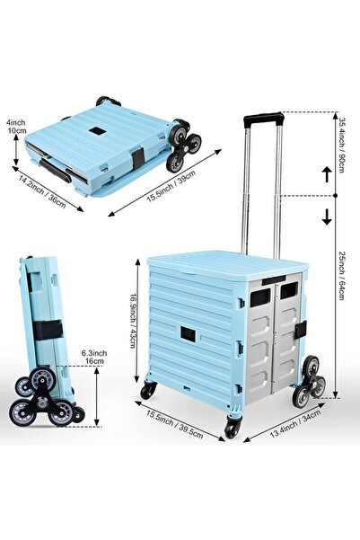 MoonTech Katlanır Merdiven Çıkabilen Portatif Çok Fonksiyonlu Koli Yük Paket Taşıma Pazar El Arabası 100kg