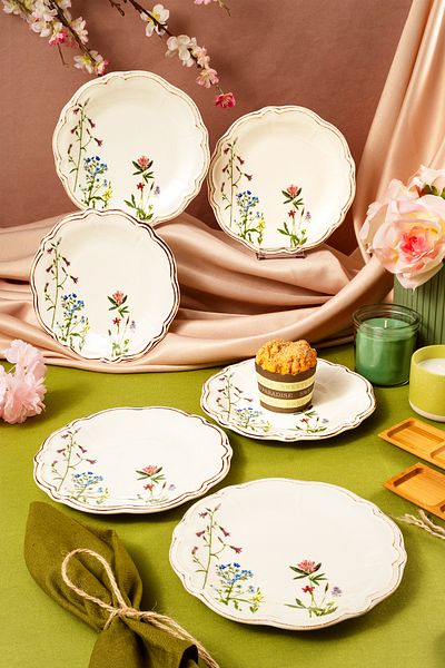 Fecra Doğa 6 Piece Cake Plate Set