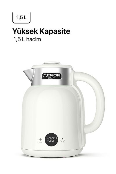 Xenon Smart Smart Kettle Steel 1.5 Lt Wi-Fi 2200 W Control with App Voice Assistant Supported Water Heater Cream X7101