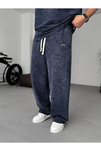 BYBASICMAN Navy Blue Washed Pipe Leg Tracksuit Jj-202