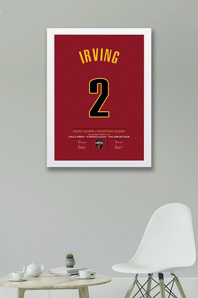 Saturn Kyrie Irving Jersey Framed Painting - Nba Cleveland Cavaliers Jersey