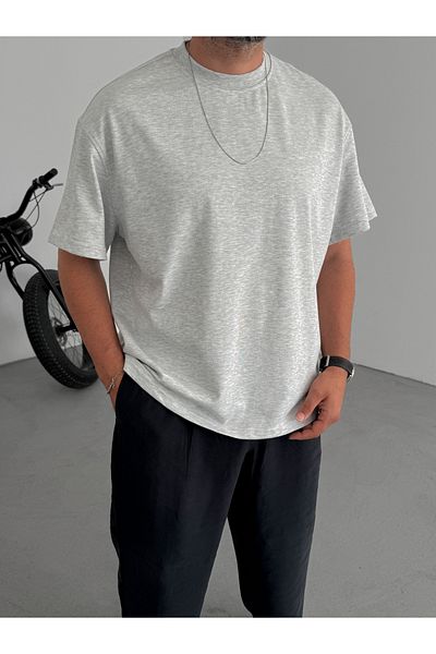 BYBASICMAN Light Gray Basic Thick Fabric T-Shirt C-1212