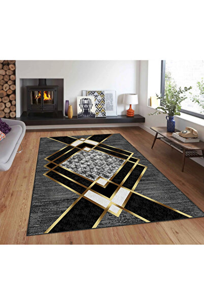 Exporgin Black Gold Line 3D Digital Printing Non-Slip Flooring Carpet