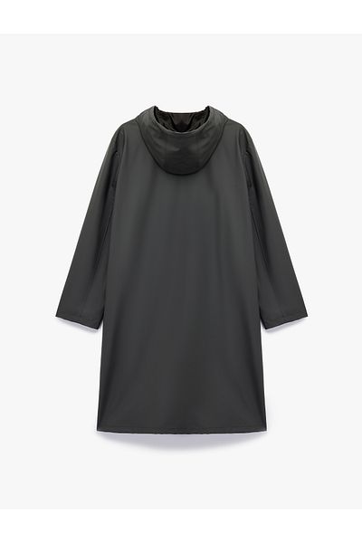 Koton Oversized Hooded Long Raincoat with Pockets