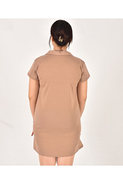 Pollux Γυναικείο κοντό φόρεμα με γιακά πόλο με κοντό μανίκι Oversize