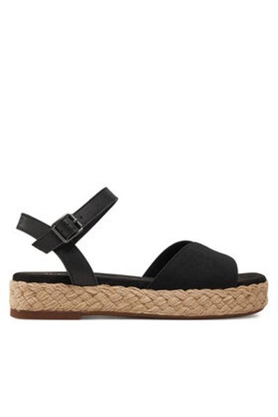Toms Women's Espadrilles black TOMS-10020814 001 BLK SLUB WVN/LTHR WM ABBY SAND BLACK
