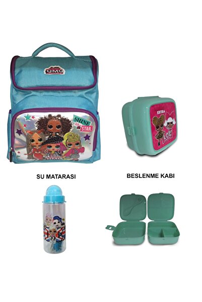 GENC DIJITAL BASKI Geantă LOL SCHOOL, sticlă de apă și recipient pentru nutriție