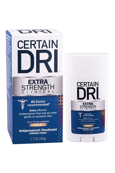 Certain Dri Professional Antiperspirant, Certain Dri, Extra Strength, Up to 72h Resistance, Solid, 48gr