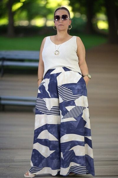 yagmurberen High Waist Elastic Pocketed Asymmetric Leg Summer Cotton Viscose Pants Skirt