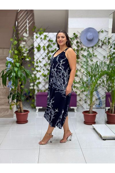 Punta Otantik Hln14010 Viscose Helin Dress with Ring Strap on the Shoulder