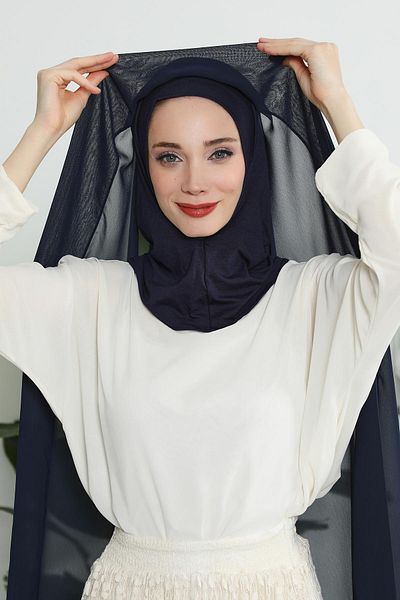 Aisha's Design Set of 2 Combed Cotton Inner Bonded Chiffon Shawl, Ps-46Set