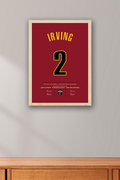 Saturn Kyrie Irving Jersey Framed Painting - Nba Cleveland Cavaliers Jersey