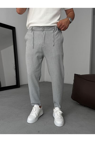 BYBASICMAN Gray Relaxed Fit Fabric Trousers Ke-1046