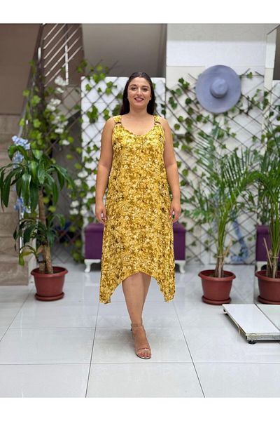 Punta Otantik Hln14016 Viscose Helin Dress with Ring Strap on the Shoulder