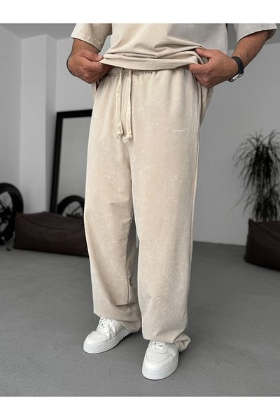BYBASICMAN Beige Washed Pipe Leg Sweatpants Jj-202